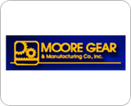 Logo of Moore Gear & Manufacturing Co., Inc., featuring gears and text in yellow on a blue background.